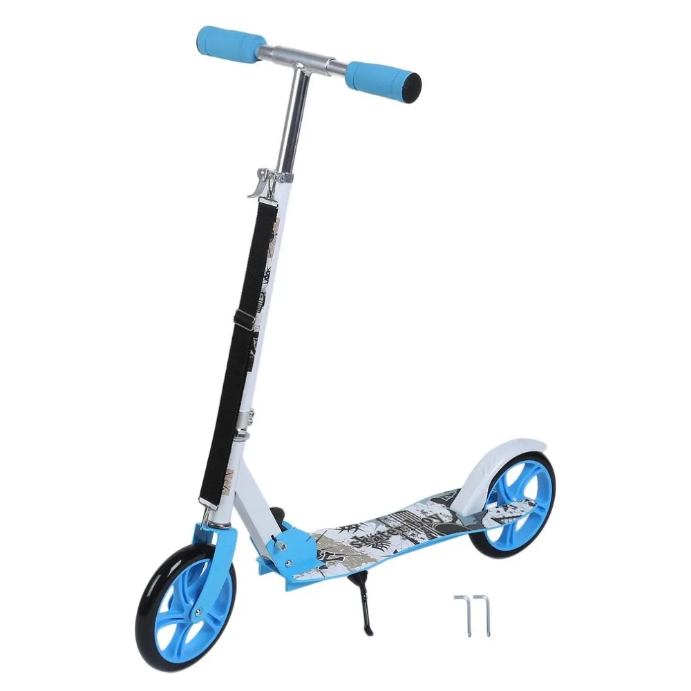 

Easy Folding Two 205mm Wheel Height Adjustable Adult Kick Scooter Portable Bicycle Quiet Urban Campus Transportation