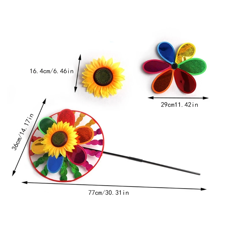 Ootdty красочные подсолнечника Ветряные мельницы ветра счетчик домашний сад двор украшения детские игрушки