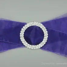 

50mm 25pcs Crystal Diamante Rhinestone Buckle Invitation Ribbon Slider for Chair Sash Wedding Supply Garment Accessories