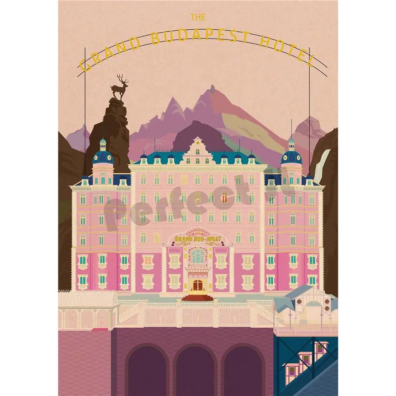 Grand Budapest домашний интерьер отеля украшения Крафт Фильм плакат рисунок core наклейки на стену - Цвет: Цвет: желтый