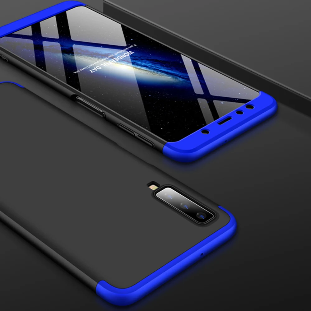 Для Samsung Galaxy A7 2018 A750 чехол 3in1 всесторонний защитный + закаленное Стекло Экран