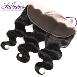 FabbabesHair Малайзии тело волна 13X4 кружева фронтальной Ближний Бесплатный часть Remy 100% закрытие человеческие волосы натуральный Цвет 10 -20 дюймов