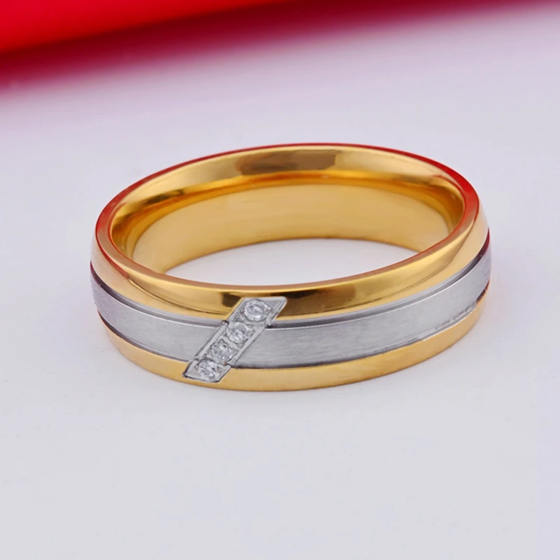 Модные золотые обручальные кольца для женщин Титановый стальной свадебный ювелирный подарок на день Святого Валентина поддержка выгравированное имя для пары