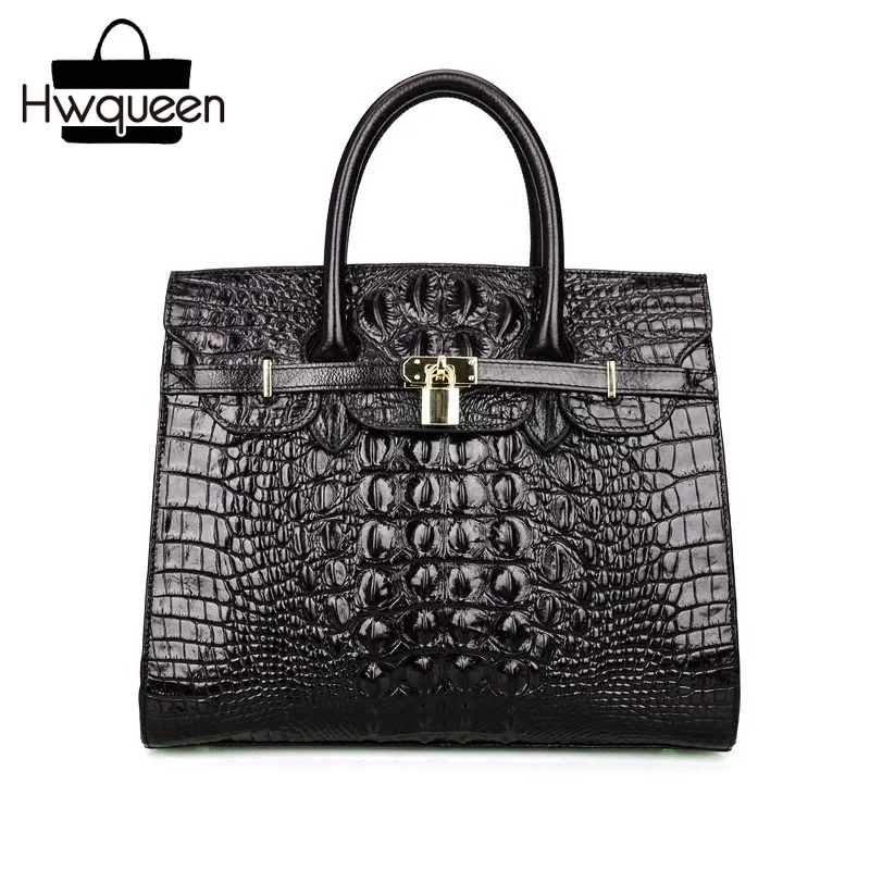 

Fancy Crocodile Pattern Lady Alligator Purse Genuine Cow Leather Women's Single Cross Shoulder Bag Lock Closure Female Handbag