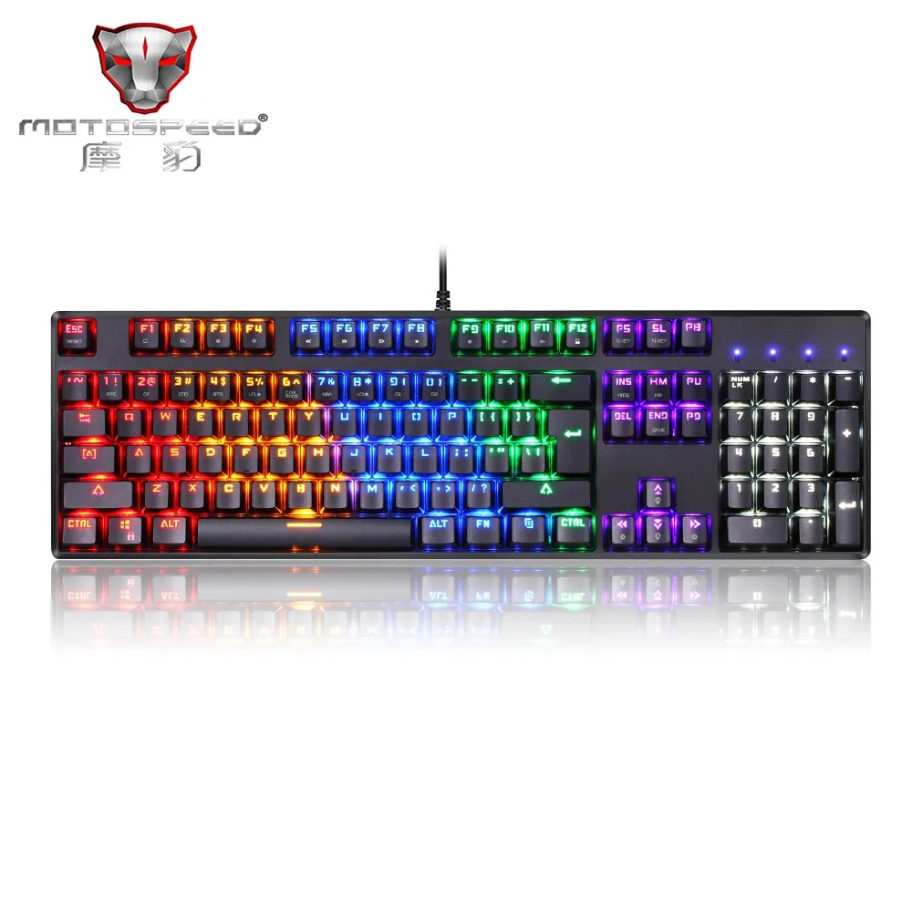 Motospeed CK96 механическая клавиатура игровая клавиатура RGB подсветка 104 клавиши клавиатура USB 2,0 клавиатура с синим/черным переключателем - Цвет: Black