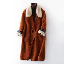 Норковая шуба с меховым воротником из натурального меха 20% Альпака 80% шерстяная куртка уличная осенне-зимняя куртка женская одежда корейские женские топы 3371