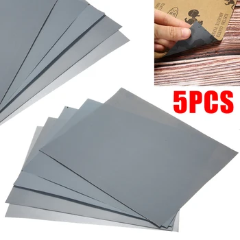

5Pcs Waterproof Sand Papers Wet and Dry Sand Paper Mixed Assorted Grit 2000 2500 3000 5000 7000 for Auto Repairing Painting Tool