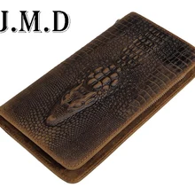 Новое поступление мужские кошельки на застежке-молнии винтажная дикая лошадь кожаный кошелек с крокодиловым узором мужской клатч