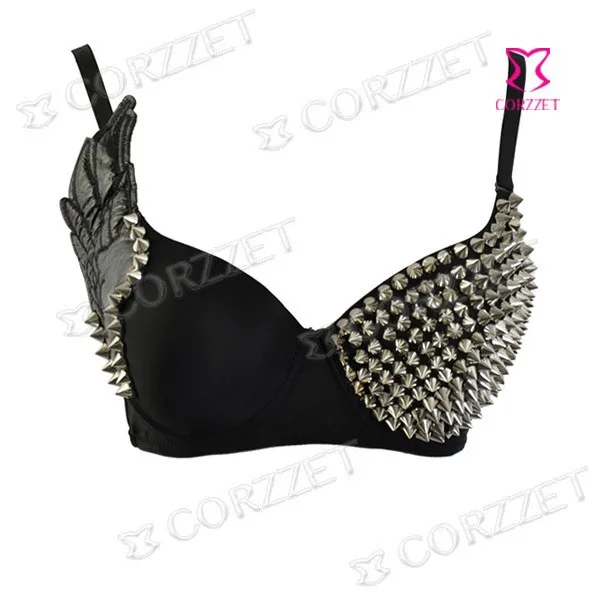 Женский бюстгальтер с заклепками и эффектом пуш ап в стиле панк|punk buckle|punk luckybra white