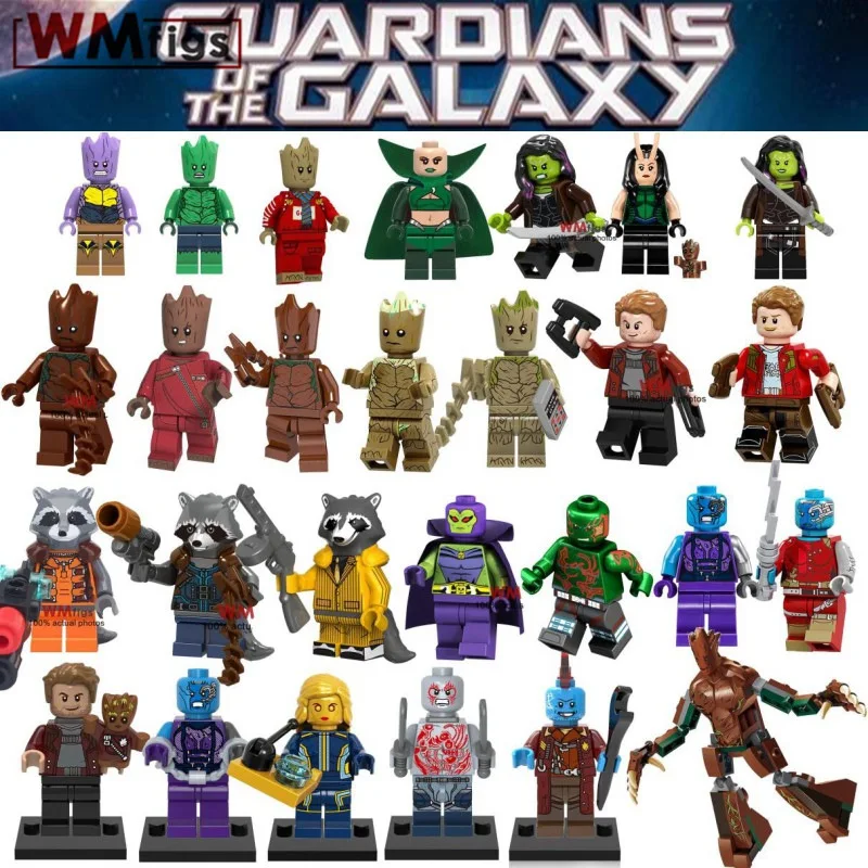 

Guardians of Galaxy Star Lord Tree Man Gamora Rocket Raccoon Drax Destroyer Marvel Building Block Toy for Children Gift
