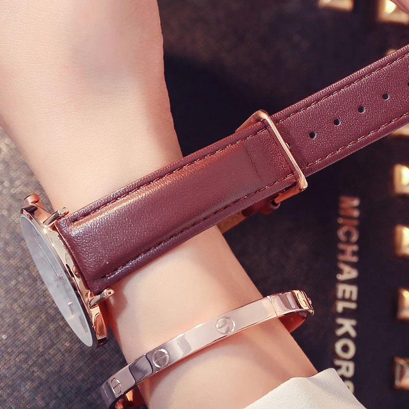 Женские часы леди бренд gimto модные роскошные тонкие водонепроницаемые влюбленные классический кожаный ремешок кварцевые наручные часы relojes Femino