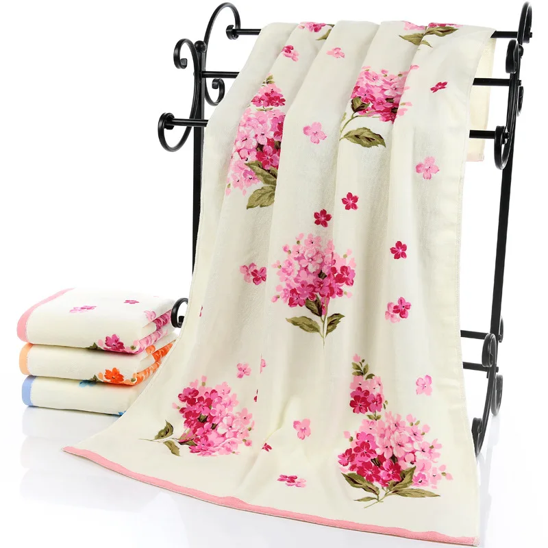 Towel Lady Peony Flowers Cotton Shower Towels Home Women Bath Towel LS