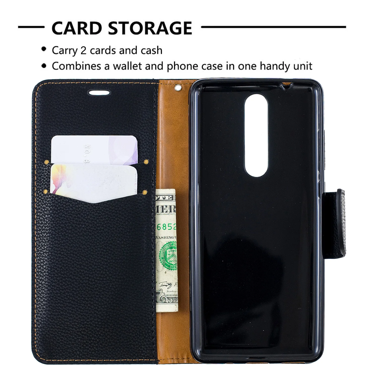 Wallet Phone Case for Nokia 5.1 3.1 2.1 PU Leather Folio Flip Cover Stand Magetic Closure with Card Holder
