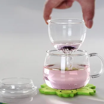 

Free shipping Transparent Clear Glass Milk Mug Water Coffee Tea Cup With Tea Infuser Filter Lid Handle Drinkware Heat Resistant