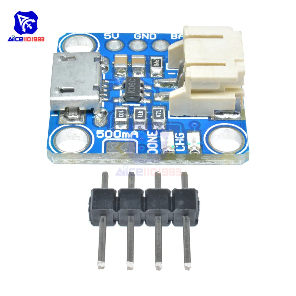 Chargeur Lipo USB 100/500mA avec câble JST pour batteries 3.7V/4.2V