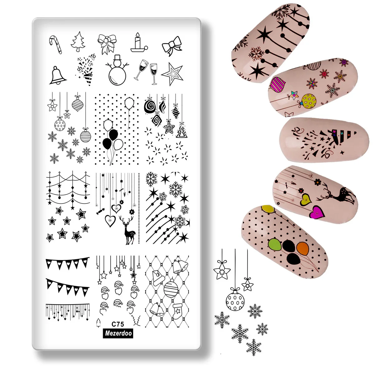3D Рождественский узор DIY фейерверк Снежинка Санта Клаус художественный штамп с изображением для ногтей штамповка пластины трафарет для ногтей Xms шаблон для маникюра