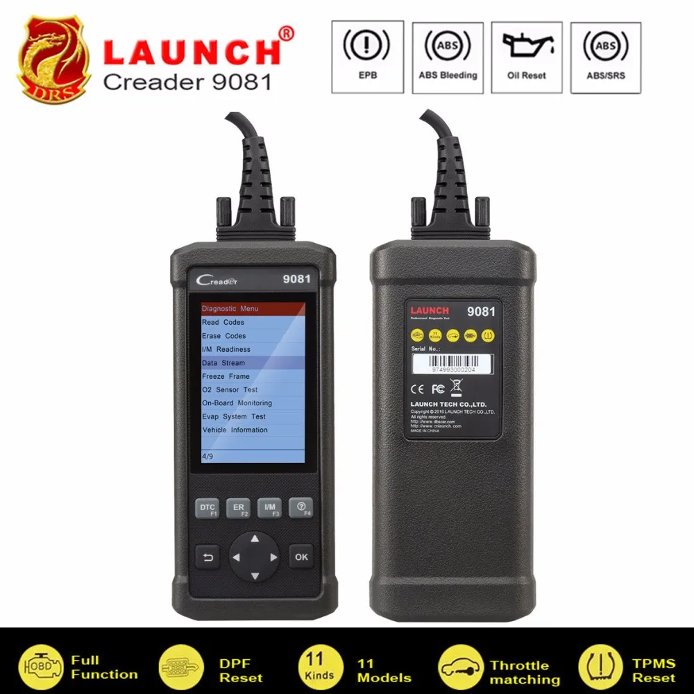 

Launch DIY Scanner CReader 9081 Full OBD2 Scanner/Scan Tool Diagnostic OBDII+ABS+SRS+Oil+EPB+BMS+SAS+DPF Injector program CR9081