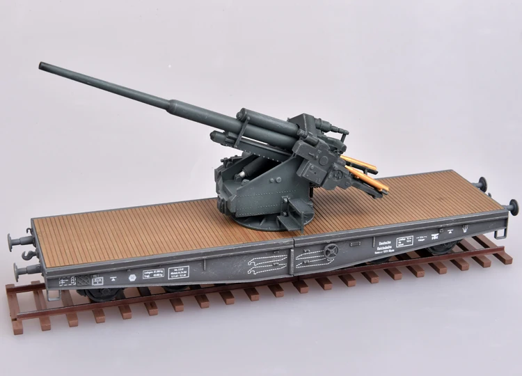 Мм 1: 72 НЕМЕЦКИЙ 128 мм железная дорога оснащен ПВО пистолет FLAK40 готовой модели продукта AS72116