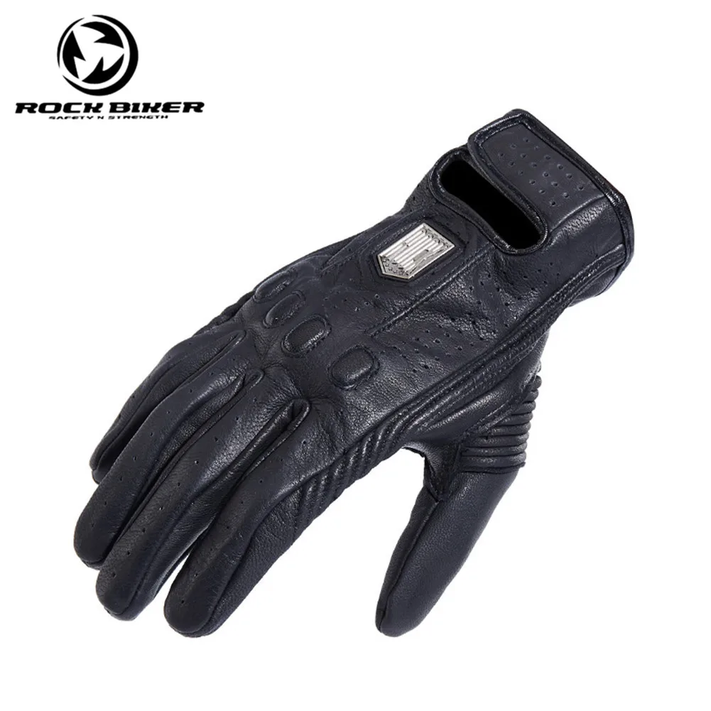 Rock Biker Vintage Chopper Motorcycle Gloves Leather Cruiser Men Full Finger Retro Guantes Moto Harley Biker Glove
