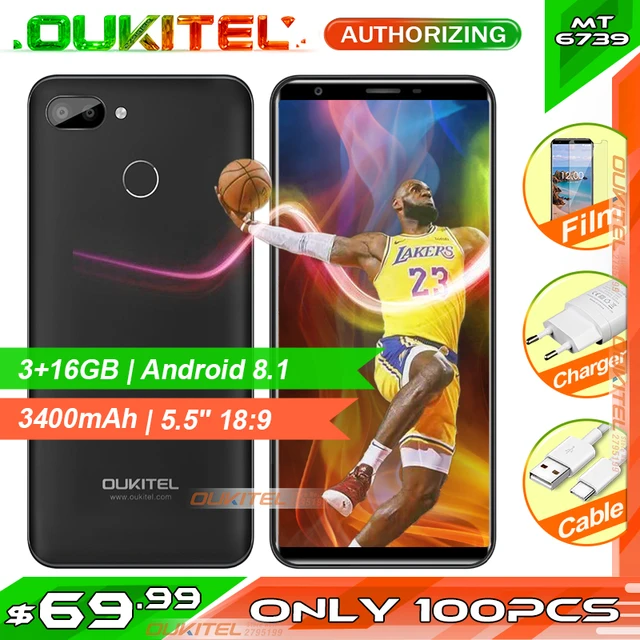 OUKITEL C11 Pro 5,5 "MTK6739 Quad Core Android 8,1, 4G, LTE, смартфон, 18:9 Face ID, 3 Гб оперативной памяти, 16 Гб встроенной памяти, размер экрана 8MP + 2MP/2MP мобильного телефона