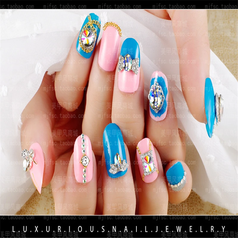 

Rhinestone Nail Jewelry Alloy Drill Shaped Colorful Transparent Flat Bottom Rhineston Nail Shop Bride DIY Nail Drill Decorations