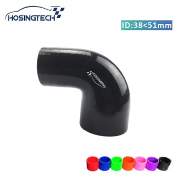 

HOSINGTECH- pure silicone brand quality 2" to 1.5"(51mm-38mm) black 90degree silicone elbow reducer turbo hose