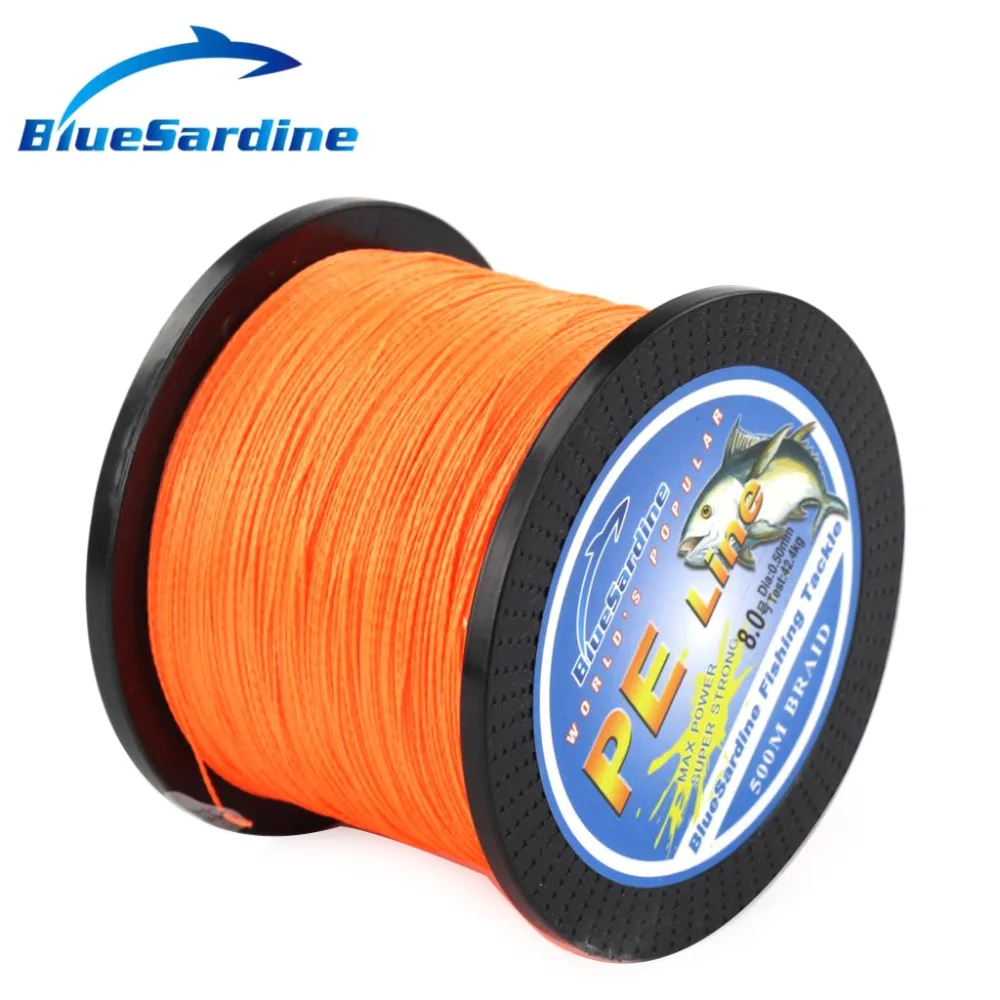 BlueSardine 500M Orange Braided Fishing Line Multifilament PE Braid