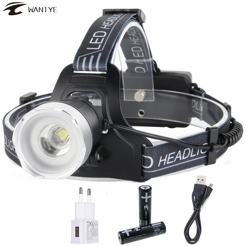 

USB Flashlight Head lamp Zoomable 6000Lm XM-L L2 LED Headlamp Rechargeable Torch Lantern 18650 Headlight Camping Hiking light