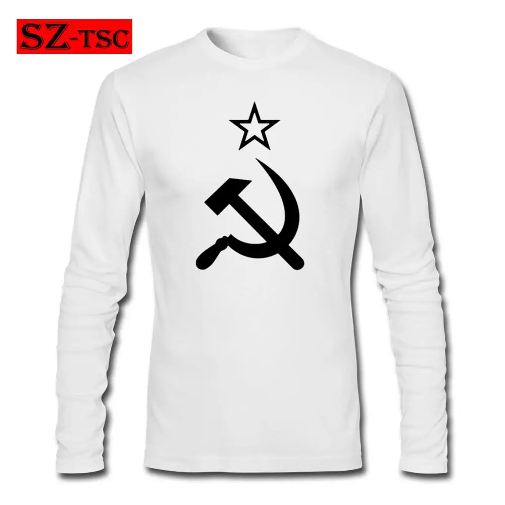 Мужская хлопковая футболка CCCP повседневная классная с длинными рукавами и