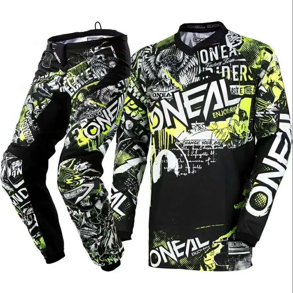 

2018 MX Element Attack Motocross Jersey & Pants Black Hi-Viz Kit MX Set Riding Racing Gear Set
