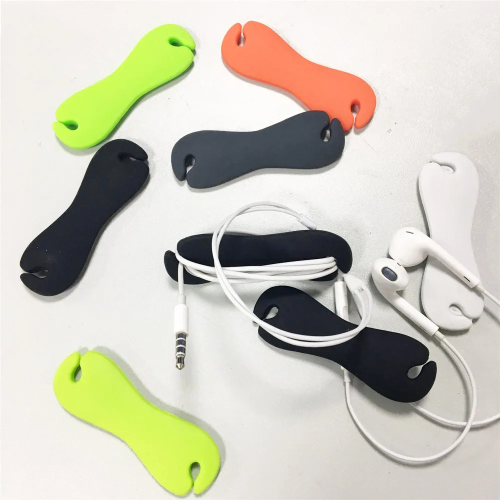 3pcs Bone Shape Design Cable Winder Earphone Protector Desk Set USB CableWire Organizer Cable Holder School Office Accessories