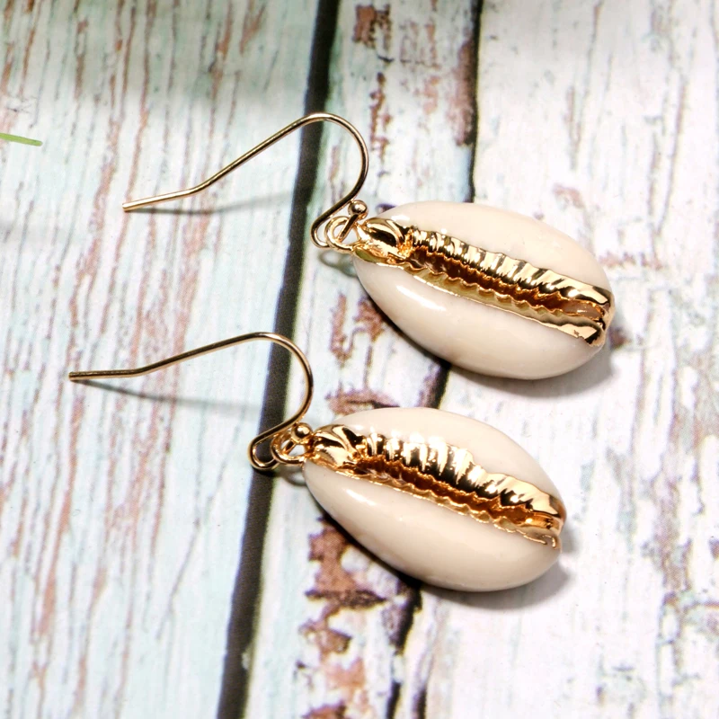 

MOON GIRL Natural Shell Cowrie Dangle Earring for Women Chic Boho Bohemian Conch Earrings Femme Aretes Dropshipping Jewelry