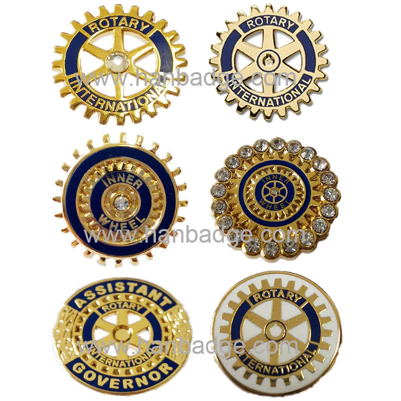 

Customized Rotary International Lapel Pins Custom Rotary Badges Brass Enamel Pin Badges Emblems With or Without Rhinestone