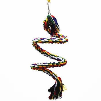 

Bird Spiral Cotton Rope Perch, Parrot Swing Climbing Standing Toys With Bell