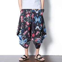 Новые летние шаровары с принтом, семь частей, брюки мужские, легкие, низкие брюки со стрелкой, модные, изысканные