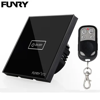 

110V-240V Crystal Glass Touch Switch Panel Mount Switch, Wireless Remote Control Switch 1 Gang 1 Way,Wall Light Switch EU/UK
