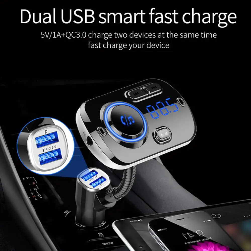 12-24V Bluetooth автомобильное зарядное устройство комплект 5V/3A MP3-плеер светодиодный