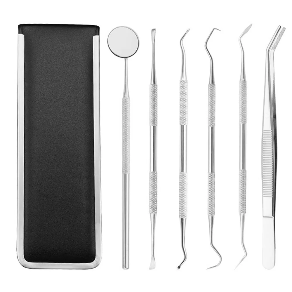 

6 Pcs/Set Dental Tools Stainless Steel Hygiene Explorer Probe Hook Pick Scaler Mirror Tweezer Teeth Clean Oral Hygiene Tool