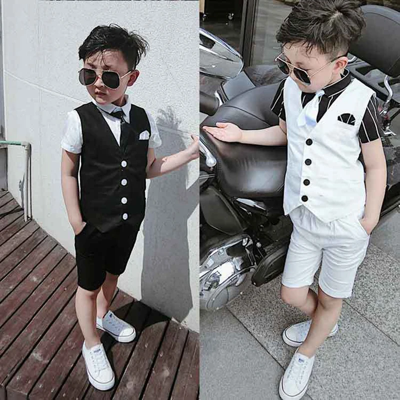 Baby Boy Clothes Set for Weddings Boy Tuxedo Formal Suit White Black