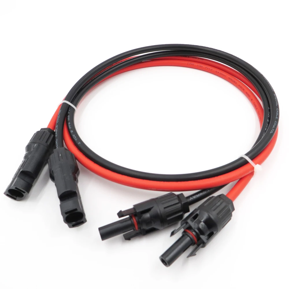 1pair/lot 12AWG 4mm2 30/15/9/6/3/1FT MC4 Connector Extension Connect branch black parallel Series Extend cable