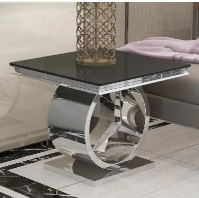 Modern toughened glass small tea table black white corner several sofa edge a few small door model small side table.. Modern toughened glass small tea table black white corner several sofa edge a few small door model small side table..