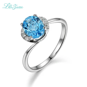 

I&Zuan Excellent Quality 925 Sterling Silver Ring For Women Natural Topaz Blue Stone Fine Jewelry Wedding bands Accessories 7034
