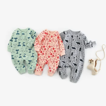 

Newborn Clothing 2018 New Baby Boy Girl Rompers Cartoon Car bear fruits vegetables Print Cotton Long Sleeve Infant pajamas