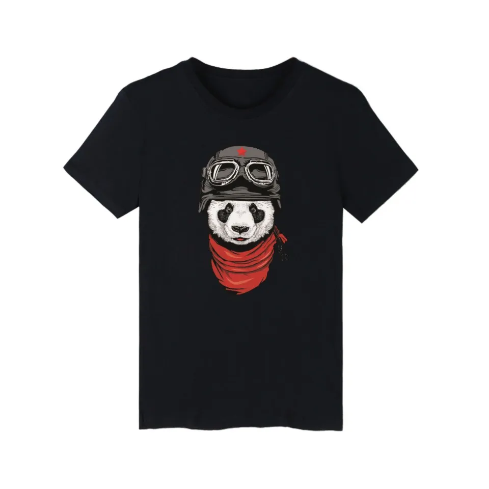 Cartoon Panda Pattern Cotton font b T shirt b font White Cotton Teeshirt and Funny t