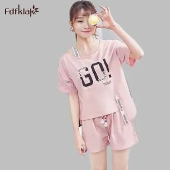 

Ladies Summer Pajamas Short Sleeve Women Pyjama Set Pajama Shorts 2 Piece Set Women Pijama Cotton Plus Size Pyjama Short E1258