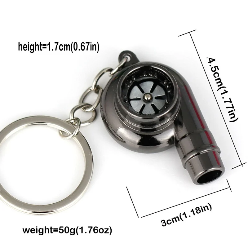 

Real Whistle Sound Turbo Keychain Sleeve Bearing Spinning Auto Part Model Turbine Turbocharger Key Chain Ring