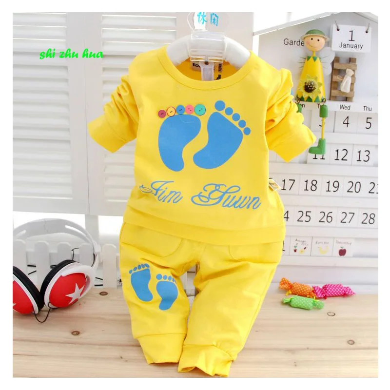 

2019 Roupa Infantil Clothes Beibei Set Organic Cotton Long-sleeved T-shirt Cartoon Printing Pants Young Child Quality Clothing