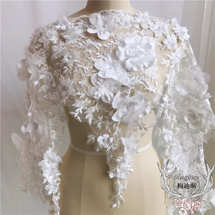 European luxury three-dimensional satin pearl embroidery lace handmade diy heavy work bead material | Дом и сад