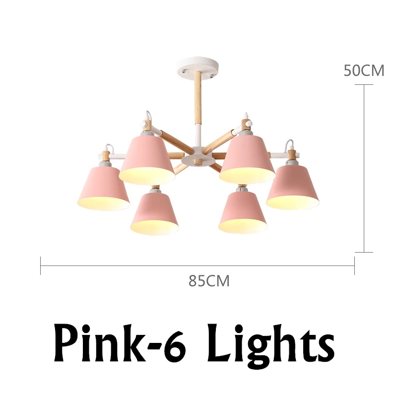 TRAZOS, скандинавские подвесные лампы для спальни, для чтения, настенный прикроватный бра, Luminaira, современный деревянный E27, настенный светильник - Цвет абажура: Pink-6 lights