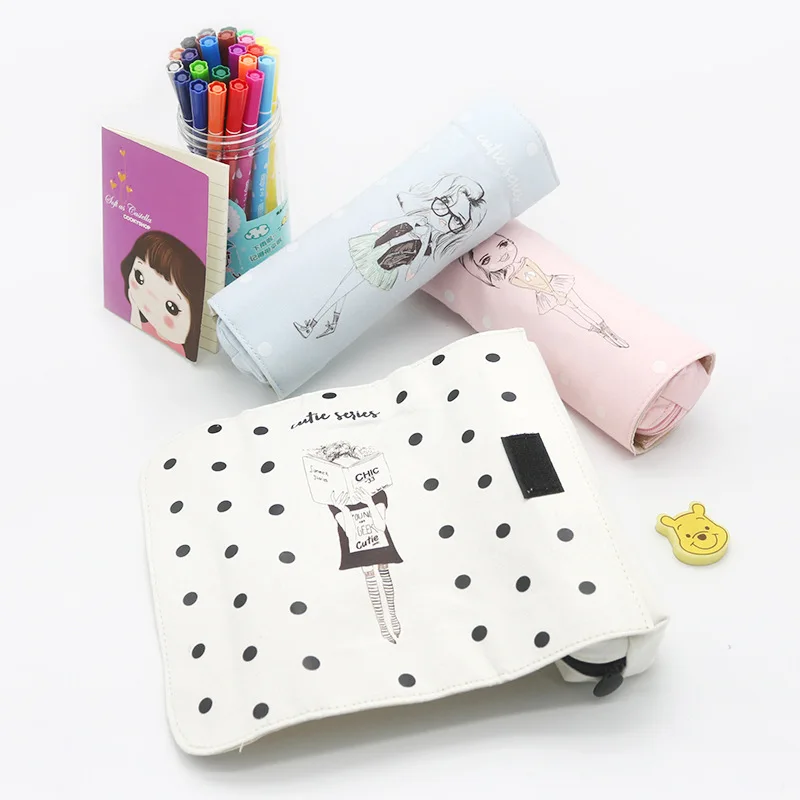 

1pc Pencil Case roll Kawaii School Supplies Stationery Gift Cute Pencil Box holder storage Pencil Bag color random